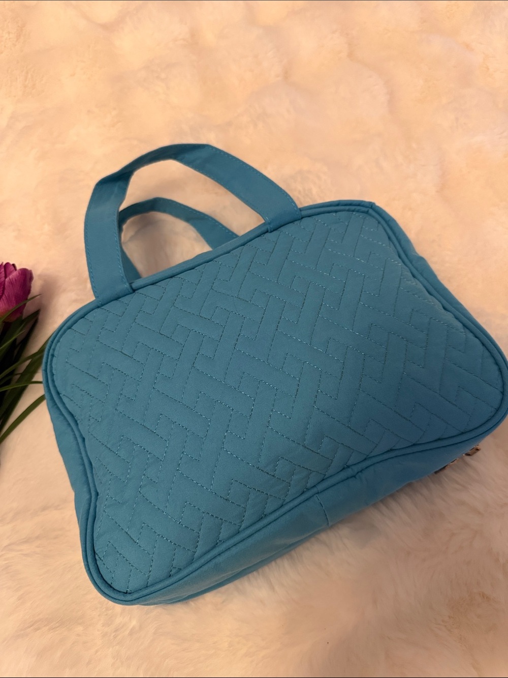Quilted Light Teal Travel Organizer Bag